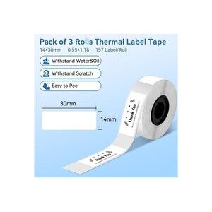 Black on White Sticker Thermal Paper, D30 Label Maker 12*40mm White,